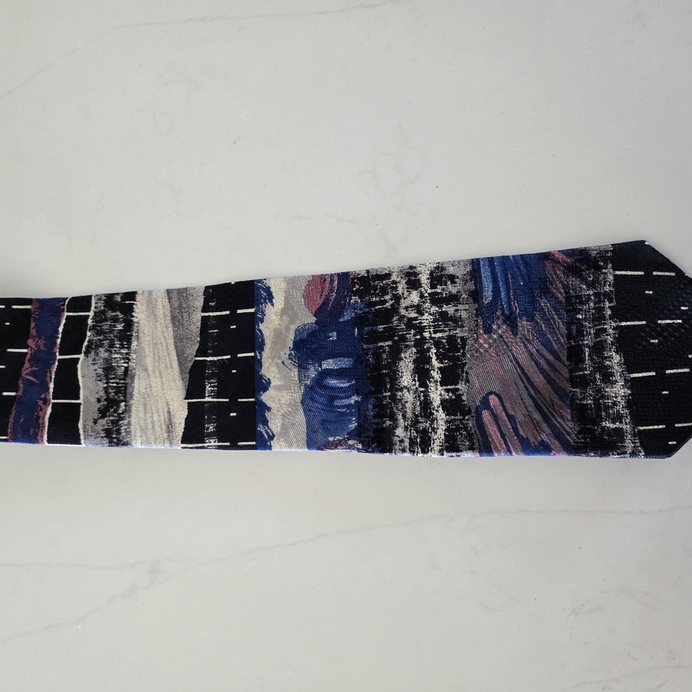 Modern Black and Blue Abstract Tie